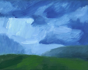 original oil painting landscape on small canvas 6x8 inches Nocturne