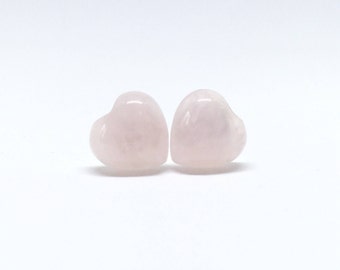 Rose quartz heart earrings, heart studs, 925 sterling silver rose quartz earrings, pink studs, rose quartz heart stud earrings