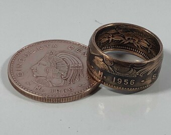 Sizes 9-14 Mexican 50 Centavos Coin Ring