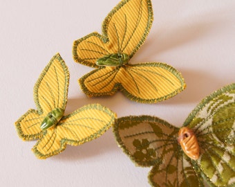Textile Butterfly Hairclips Insect Entomology Natural History Woodland Fashion Accessory Free Shipping