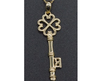 PM135 14K Solid Yellow Gold Key Pendant Charm