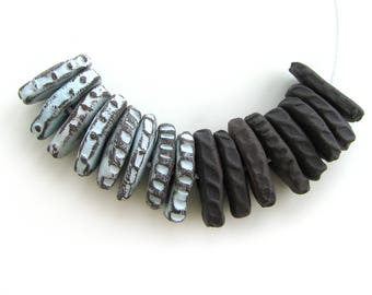 Flat Еllipse Beads - ceramic beads, stoneware beads, pastel color, disk beads, handmade jewelry, matte, unique, opaque, boho rustic bracelet