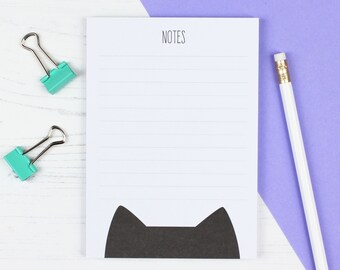 Lined desk pad cat lover gift, A6 notepad, cute stationery gift for her, desk accessories