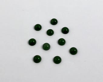 7MM Dark Green Jade Cabochons, Dyed Jade Cabs, 7MM Jade Cabochons, Green Gemstone Cabochons, Green Stone Cabs, Genuine Stone Cabs, 10 Pieces