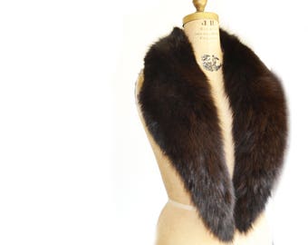 Huge Brown fox fur collar scarf 50 by 6