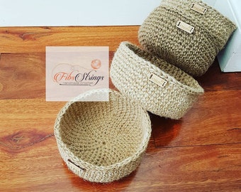 Handmade Crochet Jute Twine Bowl | Storage Bowl | Jute Basket | Jute Homewares | Storage Solution