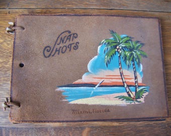 Vintage Snap Shots Photo Album Miami Florida Souvenir.Vintage Photo Album.Mid Century Decor.Vintage Miami Beach.Florida Vacation.Old Photos.