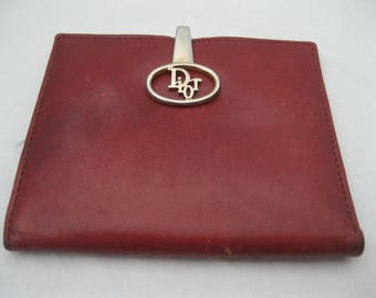 Christian Dior Red Leather Bi-fold Wallet