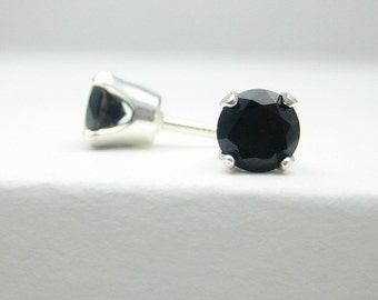 Black Spinel Sterling Silver Stud Earrings - 3 mm 4 mm - Post Earrings - Spinel Earrings - Spinel Gemstone