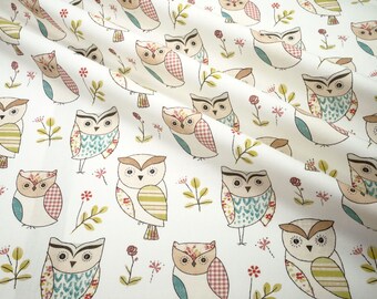Deco Fabric Clarke & Clarke Hoot sage owls Cotton fabric 0.54yd (0.5m) 003882