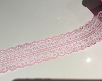 Pink lace tulle width 4 cm