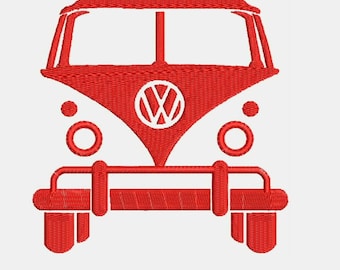 VW Volkswagen Bus Van Embroidery Design - Instant Download Filled Stitches Embroidery Design 881