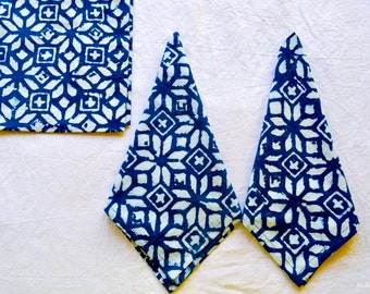 Custom made Set of 8 block print cloth Napkins Indigo Napkin wholesale napkin