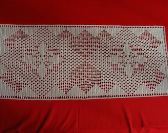 72 Ecru hand crocheted table runner