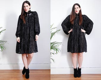 Vintage Indian Cotton Gauze Dress Boho Dress Hippie Dress Ethnic Floral Gauze Cotton Dress 70s