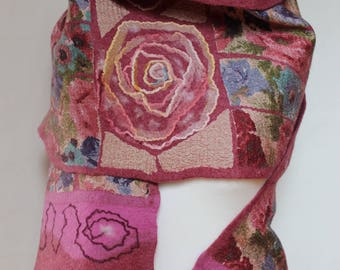 Nuno-scarf, felted scarf, wool/silk, handmade