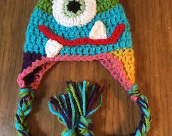 Three Horned Monster Earflap Hat