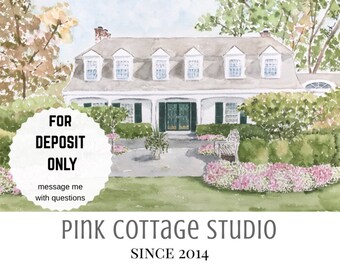 Custom house painting, Gift for parents, Realtor closing gift, House sketch, House drawing