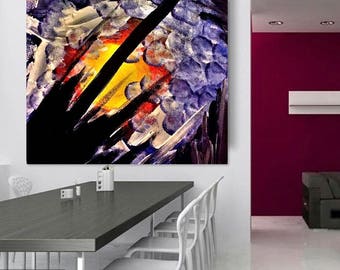 Large Abstract Painting Print On Canvas Modern Wall Art.