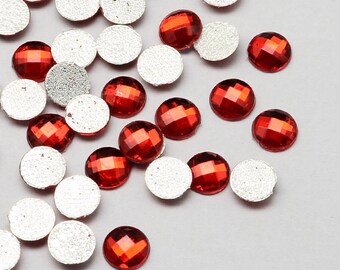 100 x red faceted rhinestones