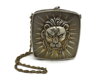 Metal Lion Purse - Italy Metal Purse 1970s Designer Harry Rosenfeld Couture Handbag