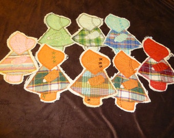 Sunbonnet Sue Vintage Quilt Pieces Lot of 8