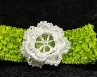 Hairband with Crochet Button Flower