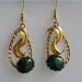 Gold Leaf Swirl Malachite Earrings - Item 1611