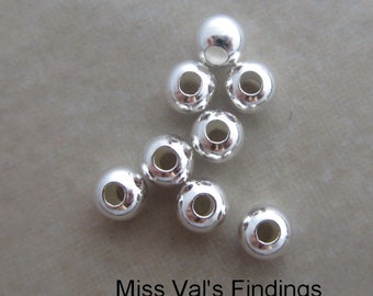 20 sterling silver 4mm smooth round beads