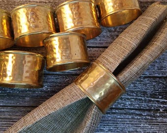 Napkin Rings, Brass Napkin Rings, Set 12 Vintage Brass Napkin Ring Holders, Metal Napkin Rings, Vintage Napkin Rings Cottage Chic Home Decor