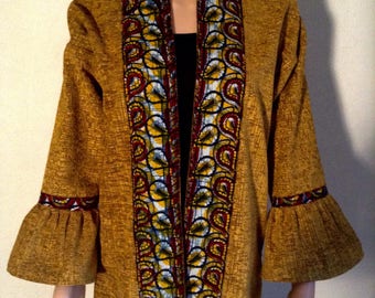 Baby jacket kimono mustard velvet and wax certifies matching