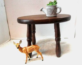 Vintage Wooden Stool, Milking Stool, Carry handle, Primitive Farmhouse, Sturdy, Pine Child Seat Step Stool, Handmade, Milk Stool, Display