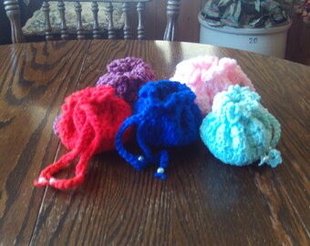 Set of 5,drawstring,bags,gifts,crocheted,door prize,girls,teens,party,accessories