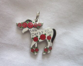 Charm Rare Enameled Kentucky Derby " Talk Derby to me " Charm Bracelet Charm