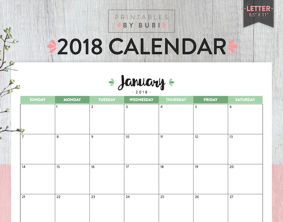 printable 2018 wall calendar
