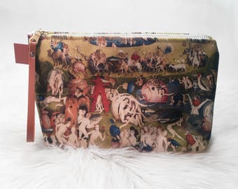 Garden of Earthly Delights Clutch/Makeup Bag - Zip-up Makeup Bag, Hieronymus Bosch, Makeup Bag, Clutch, Renaissance, Art History