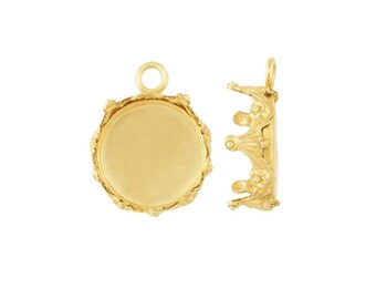 12/20 Yellow Gold-Filled 10mm Round Gallery Wire Bezel Component Mounting