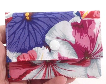 Floral Business Card Holder, Coin Cash Credit Card Holder, GRAB N GO Wallet, Gift Card Holder, Zippered ID Holder, Credit Card Wallet