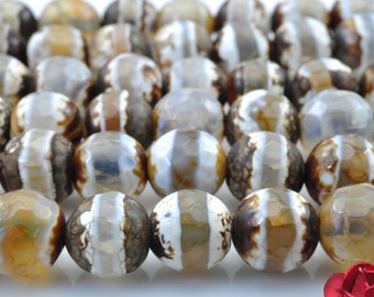 47 pcs of Tibetan Agate one-line faceted round beads in 8mm