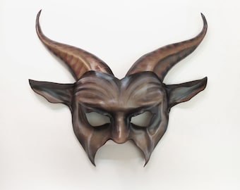 Entirely Handcrafted Leather Goat Mask very lightweight and easy to wear