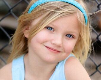 Turquoise Headband - Blue Headband - Ribbon Woven Headband - Turquoise - Hard Headband - Child Toddler Headband - Teenager Adult Headband