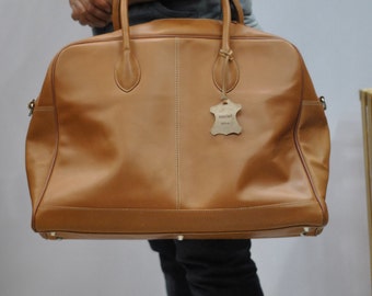 Vintage TRAVEL leather bag , leather suitcase , leather briefcase ..