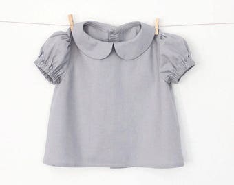 Girls Peter Pan Collar Blouse with Puff Sleeves – Pattern PDF Sewing Pattern – Instant download