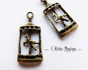 4 x bronze merry-go-round charms