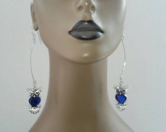 Beautiful Dangling Owl Earrings, Womens Earrings, Long Earrings, Womens Jewelry, Large Earrings, Dangling Earrings, Fashion Earrings