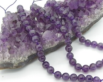 20 natural 8 mm with hole 1 mm purple amethyst beads