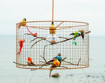 Copper Birdcage Pendant Light Chandelier