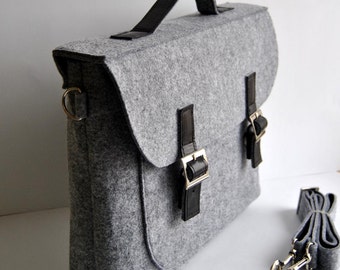 ON SALE !! Felt leather laptop bag briefcase 13 MacBook Pro laptop, urban felt bag, Common Laptop Leather Felt laptop bag briefcase