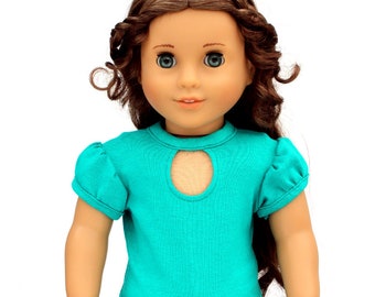 Fits like American Girl Doll Clothes - Keyhole Tee in Jade | 18 Inch Doll Clothes RTS