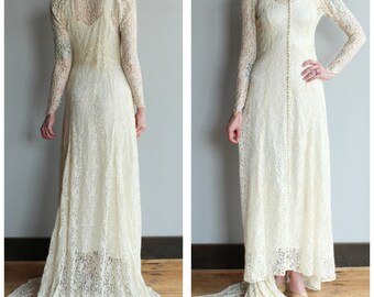 1930s Wedding Gown // Kind Love Lace Wedding Gown // vintage 30s wedding gown